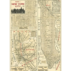 Cavallini Decorative Paper - New York City Map #4 20"x28" Sheet