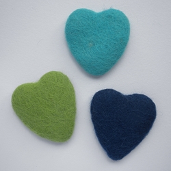Set of 3 Felted Hearts by Woolala