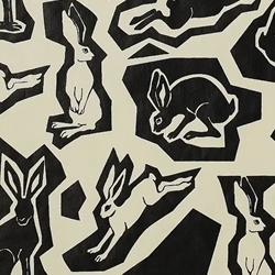 Bunnies in Black on Cream by Midori Inc. 21x29" Sheet