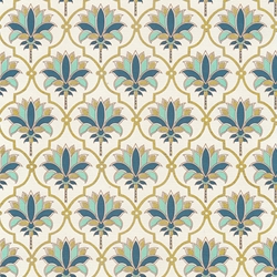 Rossi Decorated Papers from Italy - Arabesque Palms in Blue 28"x40" Sheet