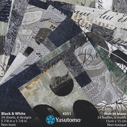 Collage Origami- "Black & White" 24 sheets- 5 7/8″