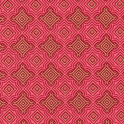 Printed Cotton Paper from India- Morroccan Tiles in Pink and Gold on Red 22x30 Sheet