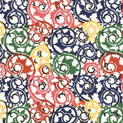 Katazome-shi Paper- Multicolor Swirling Vines 18x24" Sheet