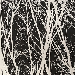 Nepalese Printed Paper- Landscape Tree Silver on Black 20x30" Sheet
