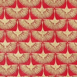 Nepalese Printed Paper- Gold Cranes on Bright Red 20x30" Sheet