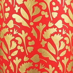 Midori Wildflower Shapes in Gold Foil on Red Paper- 21x29" Sheet