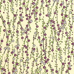 Chiyogami- Cherry Blossoms on Cream 18x24" Sheet