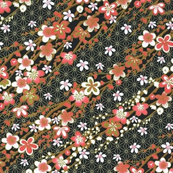 Chiyogami- Pink and Gold Cherry Blossoms on Black 18x24" Sheet