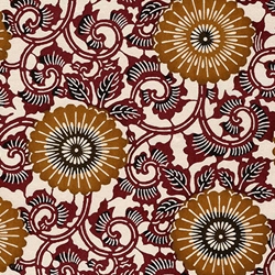 Katazome-shi Paper- Burnt Orange Flowers on Reddish Brown Vines 18x24" sheet