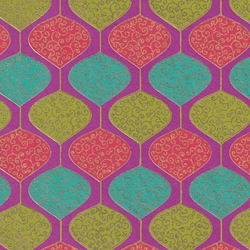 "NEW!" Printed Paper from India- Lanterns in Green, Pink, & Aqua on Magenta  20x30" Sheet