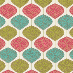 "NEW!" Printed Paper from India- Lanterns in Green, Pink, & Aqua on White 20x30" Sheet