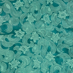 **NEW!** Tidal Turtles, Light Green on Malachite Printed Lokta Paper 19.5" x 29.5" Sheet