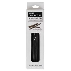 Pacific Arc Vine Charcoal- Box of 12 Assorted Sticks