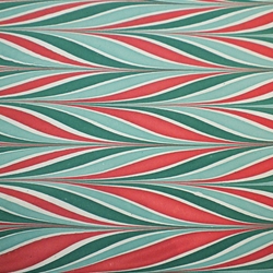 Marbled Paper from India - Candy Striped Red, Green, & White 19.5"x30" Sheet