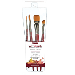 Velvetouch Professional 4pc Watercolor Brush Set