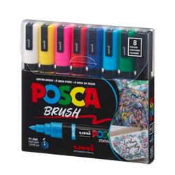 *NEW* Posca Acrylic Paint Marker Set- PC-5BR 8 Color Basic Set (Brush 1.0-4.0mm)