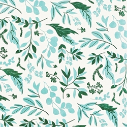 Leafage Dark Green/Eucalyptus Metallic on Cream by Midori Inc. 21x29" Sheet