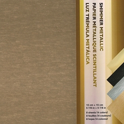 Origami Paper- Shimmer Metallic Gold, Silver, Copper, Black, 8 sheets 5.87" Square