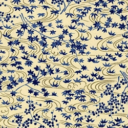 "NEW!" Chiyogami- Blue Leaves Floating Downstream 18" x 24" Sheet