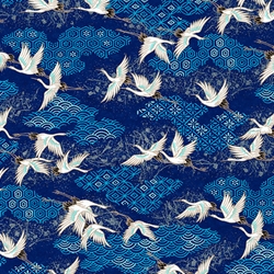 **NEW!** Chiyogami- Cranes Over Deep Icy Blue Water 18" x 24" Sheet