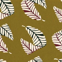 Katazome-Shi Paper- Large Leaves On Yellow Ochre Pattern 18x24" sheet