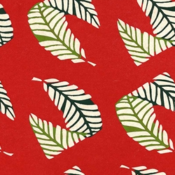 Katazome-Shi Paper- Large Leaves On Red Pattern 18x24" sheet