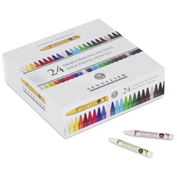 Sennelier Woodless Pastel Pencils - Set of 24 Half Size Demi-Pencils + 12 Empty Slots