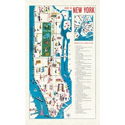 Cavallini Tea Towel - Map of New York City