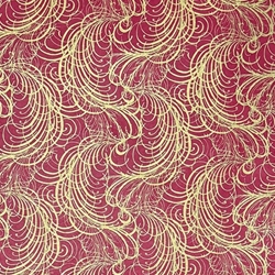 **NEW!** Feathers and Swirls in Gold on Magenta lokta 20x30" Sheet