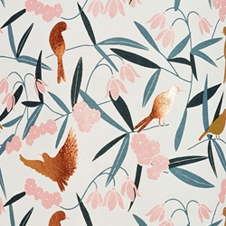 Asian Floral with Copper Metallic Birds by Midori Inc. 21x29" Sheet