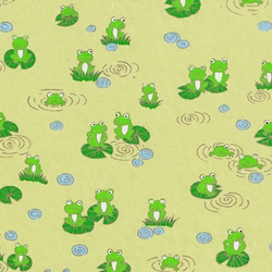 **NEW!** Chiyogami Frogs On Lilypads in a Green Pond 18x24" Sheet
