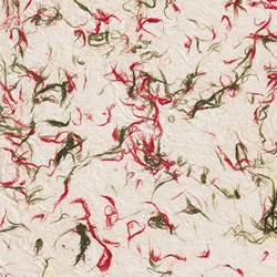 Fiber Inclusions Lokta Paper- Red and Green 19.5" x 29.5" Sheet