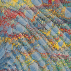 **NEW!** Nepalese Marbled Paper- Spanish Wave Rainbow with Blue Bubbles 20 x 30"