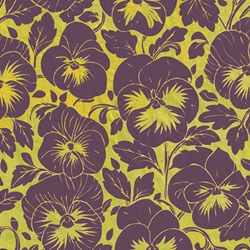 ***NEW!*** Purple Pansies Printed on Yellow Lokta Paper- 19.5" x 29.5" Sheet