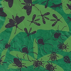 ***NEW!*** Garden Party Bugs Green & Bleck on Grass Lokta Paper- 19.5" x 29.5" Sheet