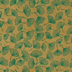 ***NEW!*** Gingko Leaves in Bright Green on Sunflower Lokta- 19.5" x 29.5" Sheet
