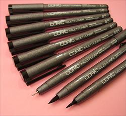 COPIC Multiliner - Set of 9 Pens (7 Fine Tips & 2 Brush Tips)