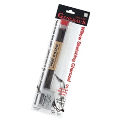 Generals Willow Charcoal - 5 Assorted Sticks with Kneaded Eraser - Generals  Willow Charcoal - 5 Assorted Sticks with Kneaded Eraser