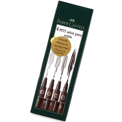 Faber Castell - Pitt Artist Pen Sepia Set of 4