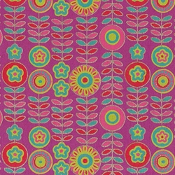 Printed Cotton Paper from India- Red/Pink/Turquoise Floral on Magenta 22x30 Inch Sheet
