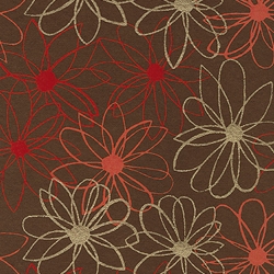 Mod Daisy Print Paper - Gold, Red, and Orange Daisies on Brown 22"x30" Sheet