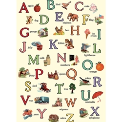 Cavallini Decorative Paper - Illustrated Alphabet 20"x28" Sheet