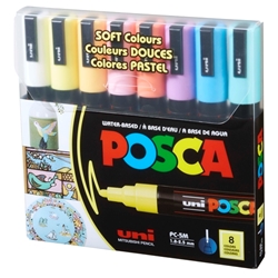 Posca Acrylic Paint Marker Set- Set of 8 White Assorted Tips