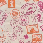 Nepalese Printed Paper- World Stamps Magenta and Orange 20x30" Sheet