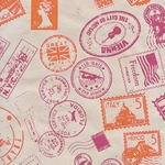 Nepalese Printed Paper- World Stamps Magenta and Orange 20x30" Sheet