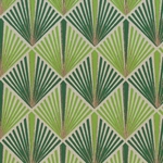 Printed Cotton Paper from India- Art Deco Palm Fronds in Green on Cream Paper 20x30" Sheet