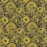 Art Nouveau Paisley Print from Nepal- Black on Yellow Paper 20X30" Sheet