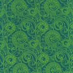 Art Nouveau Paisley Print from Nepal- Blue on Green Paper 20X30" Sheet