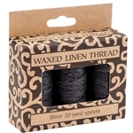Lineco Waxed Linen Thread- Boxed Sets of 3 Spools (Black)