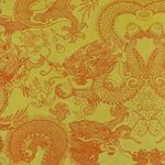 Tibetan Dragon in Clouds Paper- Orange Dragons on Mustard 20x30" Sheet